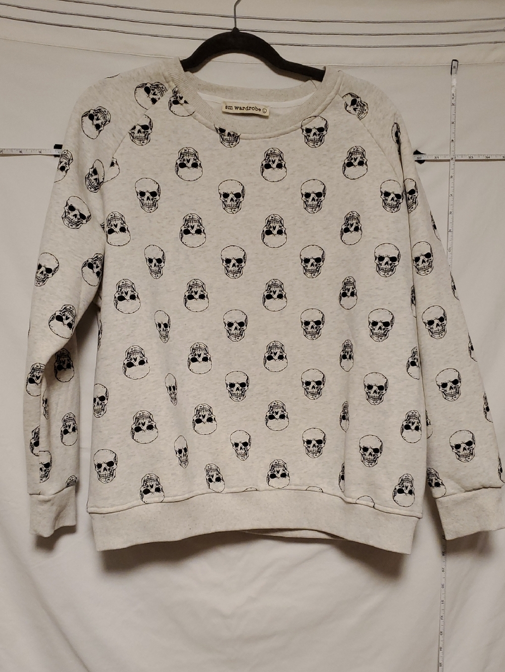 SM Wardrobe Heather Gray Skull Print Sweatshirt